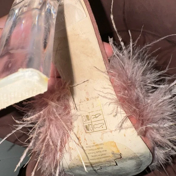 Jeffrey Campbell Pink Daisy Boa Feathered Heels - Picture 5 of 8